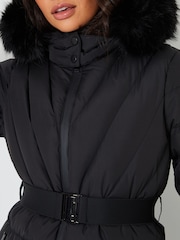 Threadbare Black Belted Puffer Ski Jacket - Image 5 of 5