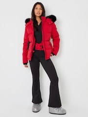 Threadbare Red Belted Padded Ski Jacket - Image 4 of 6