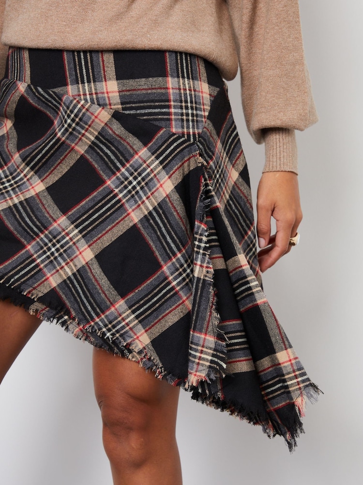 Threadbare Grey Check Asymmetric Ruffle Mini Skirt - Image 5 of 5