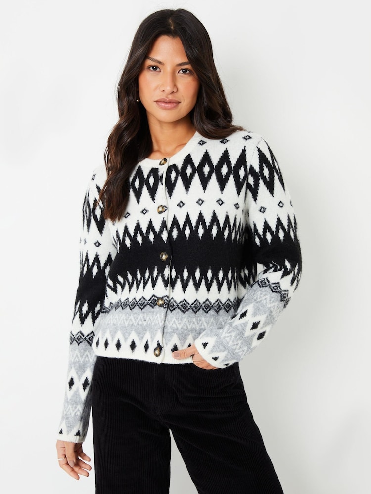Threadbare Fairisle Button Up Knitted Cardigan - Imagen 2 de 5