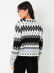 Threadbare Fairisle Button Up Knitted Cardigan - Imagen 5 de 5