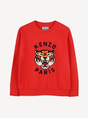 KENZO KIDS Red Long Sleeve Large Tiger Print Logo Sweatshirt - Image 1 of 2