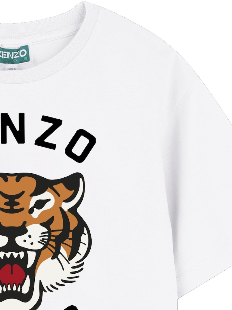 KENZO KIDS Short Sleeve Tiger Print Logo White T-Shirt - Image 3 of 3 KENZO KIDS Short Sleeve Tiger Print Logo White T-Shirt - Image 3 of 3
