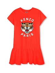 KENZO KIDS Red Short Sleeve Tiger Logo Dress - Image 1 of 2