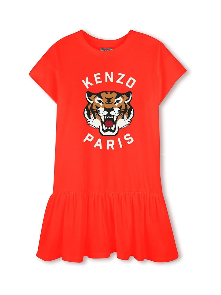 KENZO KIDS Red Short Sleeve Tiger Logo Dress - Image 1 of 2 KENZO KIDS Red Short Sleeve Tiger Logo Dress - Image 1 of 2