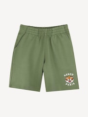 KENZO KIDS Green Small Tiger Print Logo Bermuda Shorts - Image 1 of 2