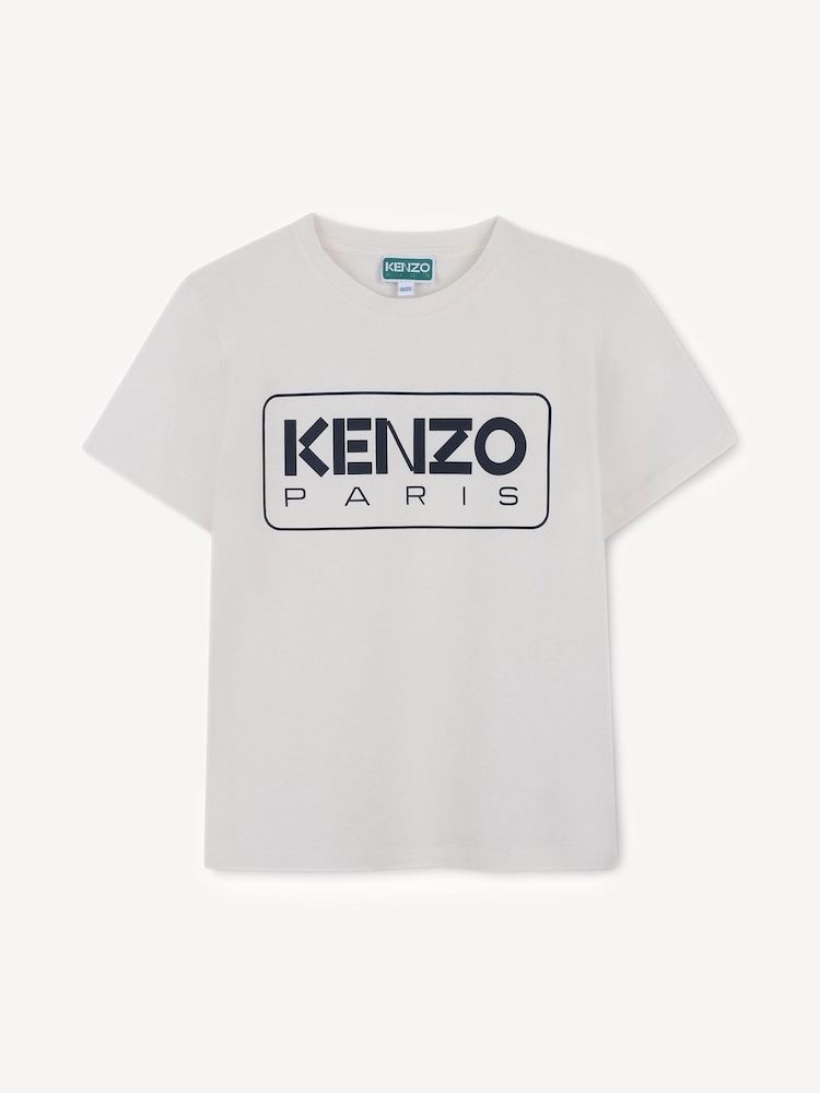 KENZO KIDS Rectangle Logo Short Sleeve White T-Shirt - Image 1 of 2