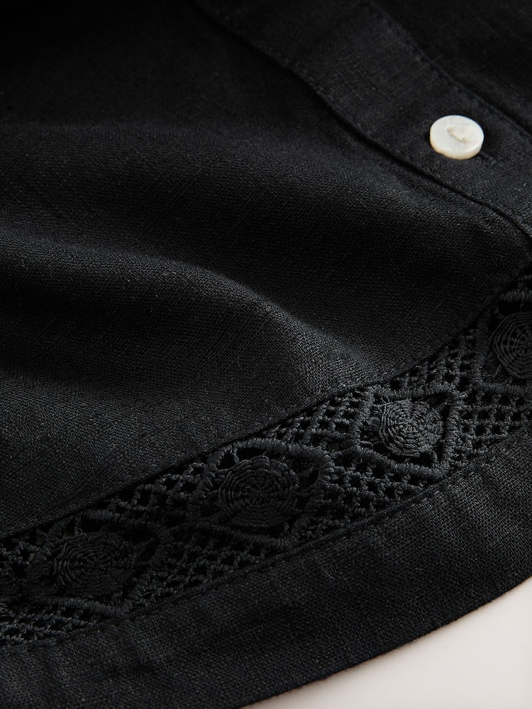 Black Sleeveless Shirt With Linen - Image 6 of 6