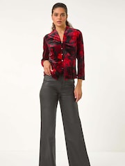 Roman Floral Print Velvet Blouse - Imagem 2 de 5