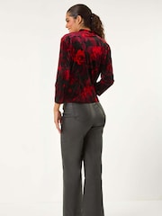 Roman Floral Print Velvet Blouse - Imagem 3 de 5