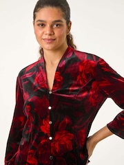 Roman Floral Print Velvet Blouse - Imagem 4 de 5