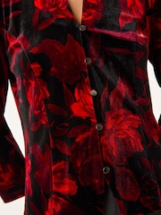 Roman Floral Print Velvet Blouse - Imagem 5 de 5