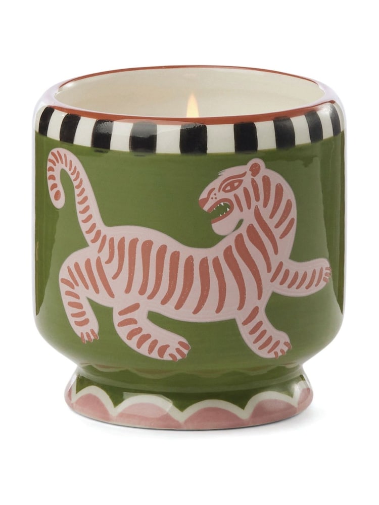 Paddywax Green Adopo Tiger Ceramic Candle - Black Cedar & Fig - Image 1 of 3