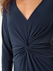 Roman Blue Twist Front Stretch Midi Dress - Image 6 of 6