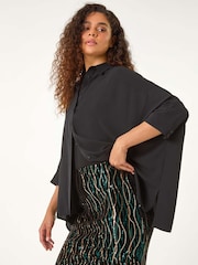 Roman Black Velvet Sequin Detail Pencil Skirt - Image 1 of 5