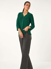 Verde - Blusa de punto con volantes en el cuello de Roman - Imagen 3 de 6