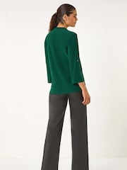 Verde - Blusa de punto con volantes en el cuello de Roman - Imagen 4 de 6