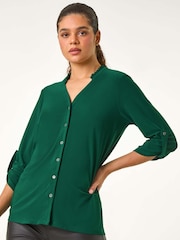 Verde - Blusa de punto con volantes en el cuello de Roman - Imagen 5 de 6