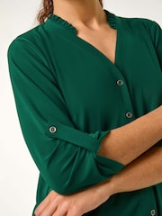 Verde - Blusa de punto con volantes en el cuello de Roman - Imagen 6 de 6