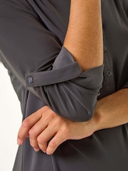 Roman Grey V-Neck Button Detail Stretch Shirt - Image 6 of 6