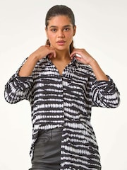 Roman Grey Drop Shoulder Tie Dye Blouse - Image 1 of 5