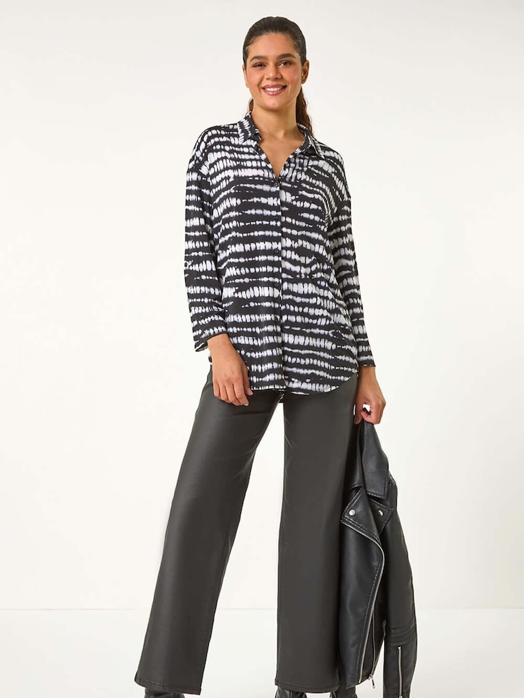 Roman Grey Drop Shoulder Tie Dye Blouse - Image 2 of 5