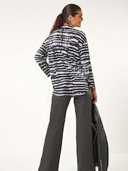 Roman Grey Drop Shoulder Tie Dye Blouse - Image 3 of 5