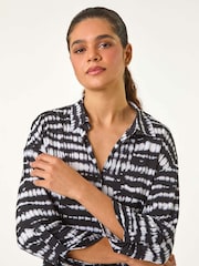 Roman Grey Drop Shoulder Tie Dye Blouse - Image 4 of 5