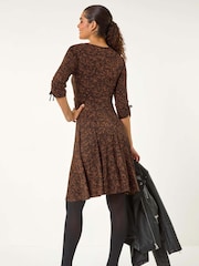 Roman Yellow Ditsy Paisley Print Gathered Dress - Image 3 of 5