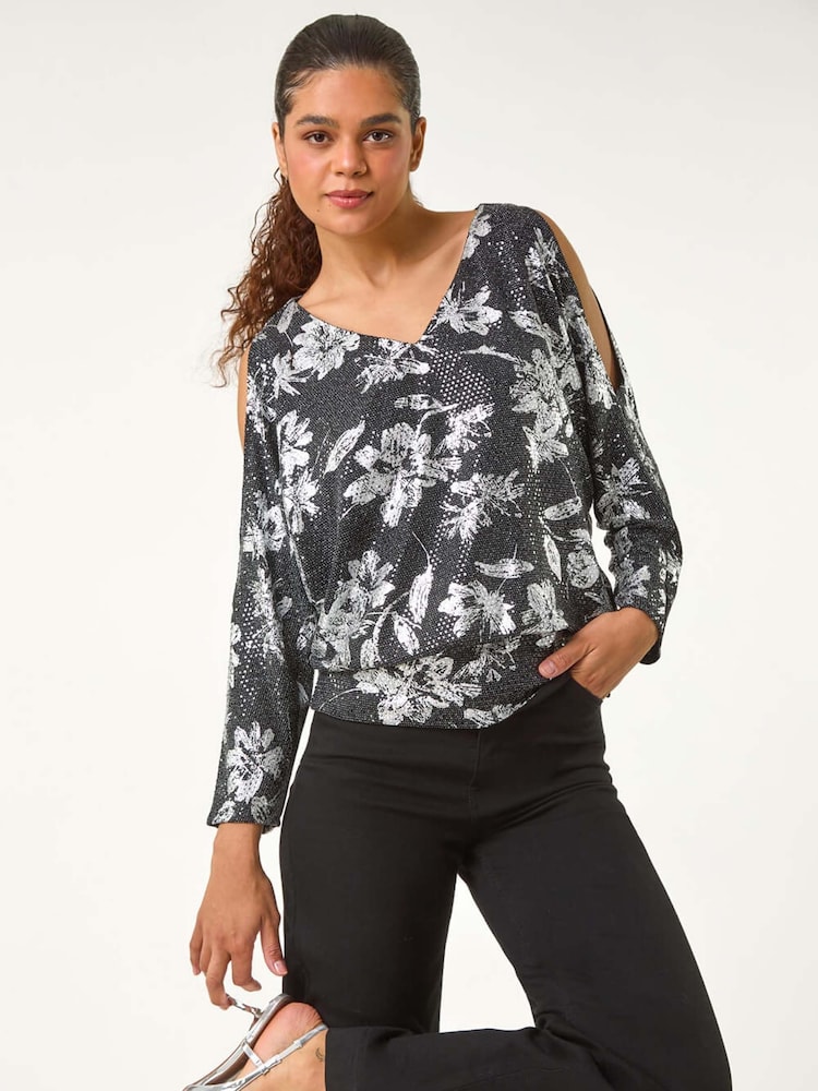 Roman Sparkle Foil Blouson Stretch Top - Imagen 1 de 5 Roman Sparkle Foil Blouson Stretch Top - Imagen 1 de 5