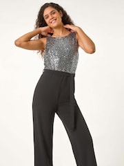 Metalizado - Roman Contrast Sequin Bodice Jumpsuit - Imagen 5 de 6
