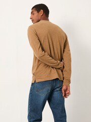 FatFace Woodside Henley Tan Brown Long Sleeve Woodside Slub Henley - Image 2 of 6