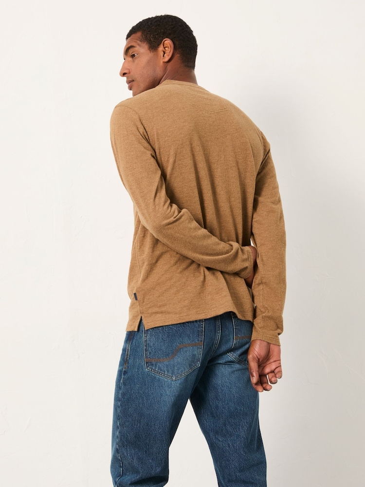 FatFace Woodside Henley Tan Brown Long Sleeve Woodside Slub Henley - Image 2 of 6 FatFace Woodside Henley Tan Brown Long Sleeve Woodside Slub Henley - Image 2 of 6