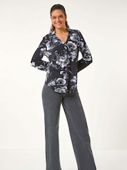 Roman Grey V-Neck Floral Print Shirt - Image 3 of 6