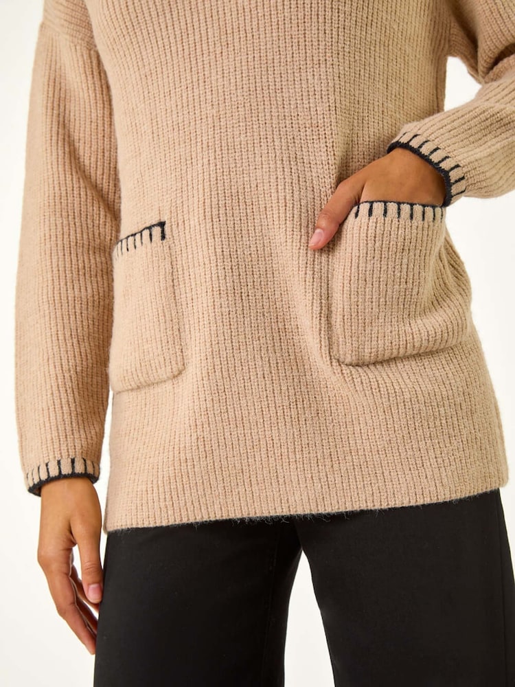 Roman Natural Blanket Stitch Collared Jumper - Image 5 of 5