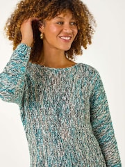 Roman Blue Patterened Tape Yarn Knit Jumper - Image 1 of 5