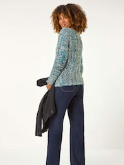 Roman Blue Patterened Tape Yarn Knit Jumper - Image 3 of 5