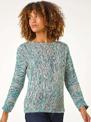 Roman Blue Patterened Tape Yarn Knit Jumper - Image 4 of 5