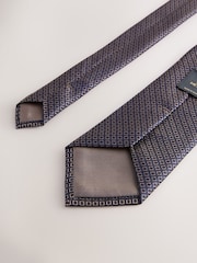 Navy Wide Silk Tie With Tie Clip - Image 3 of 3