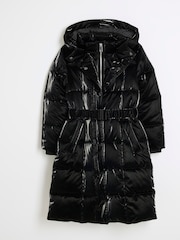 River Island Black Girls Hooded Faux Fur Puffer Coat - Image 2 of 4