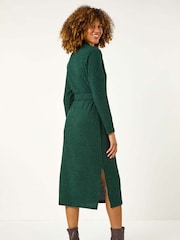 Roman Green Ribbed Stretch Midi Jumper Dress - Image 3 of 5