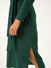 Roman Green Ribbed Stretch Midi Jumper Dress - Image 5 of 5