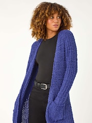 Roman Blue Popcorn Textured Longline Cardigan - Image 2 of 5
