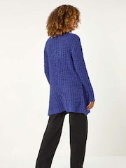 Roman Blue Popcorn Textured Longline Cardigan - Image 3 of 5