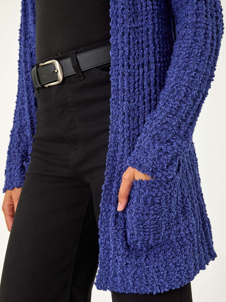 Roman Blue Popcorn Textured Longline Cardigan - Image 5 of 5