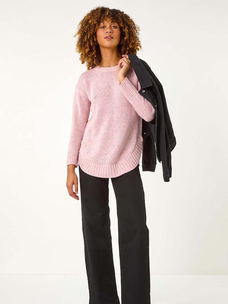 Roman Pink Nep Fabric Curved Hem Dress - Image 2 of 5