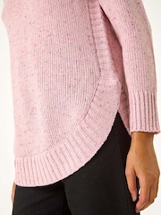 Roman Pink Nep Fabric Curved Hem Dress - Image 5 of 5