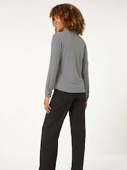Roman Black Textured Geo Print Stretch Shirt - Image 3 of 5