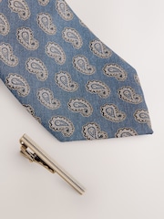 Neutral Paisley Tie With Tie Clip - Image 3 of 4