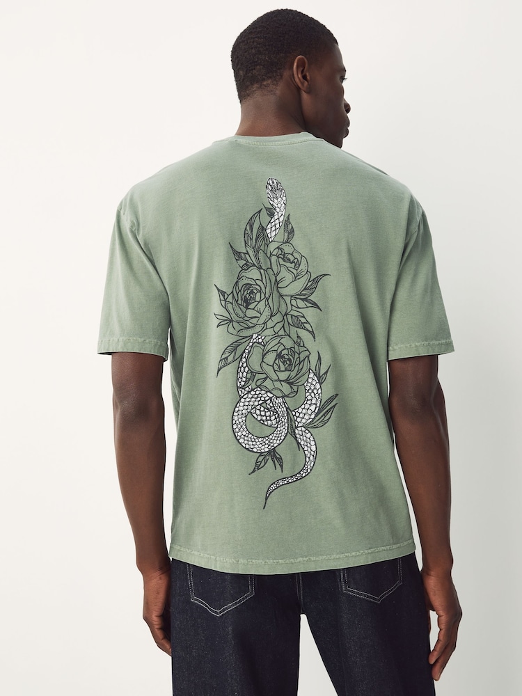 Green Snake Relaxed Fit Graphic Print T-Shirt - Image 1 of 9 Green Snake Relaxed Fit Graphic Print T-Shirt - Image 1 of 9